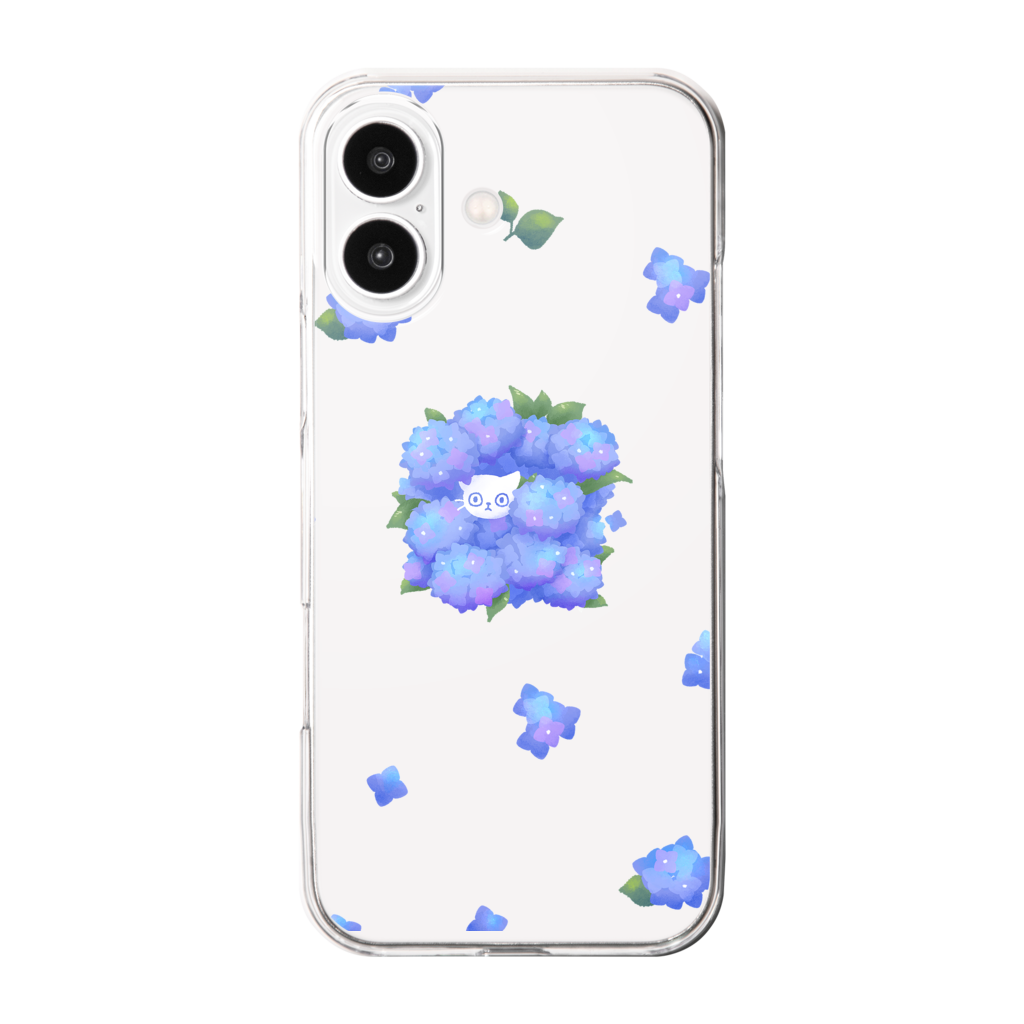 紫陽花からひょっこりねこモックアップ